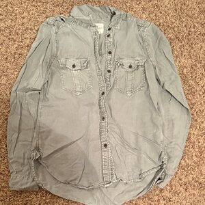 American Eagle Outfitters Gray Button Down Shirt